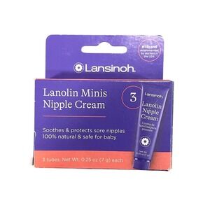 Lansinoh Lanolin Minis Nipple Cream 3 Tubes 025 oz Each Breastfeeding